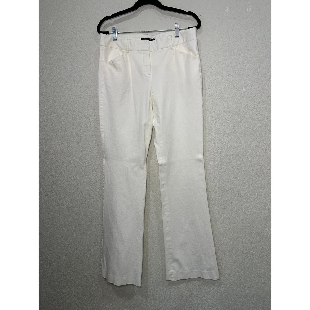 Theory Womens White Stretch Cotton Blend Straight Leg Dress Pants Size 8